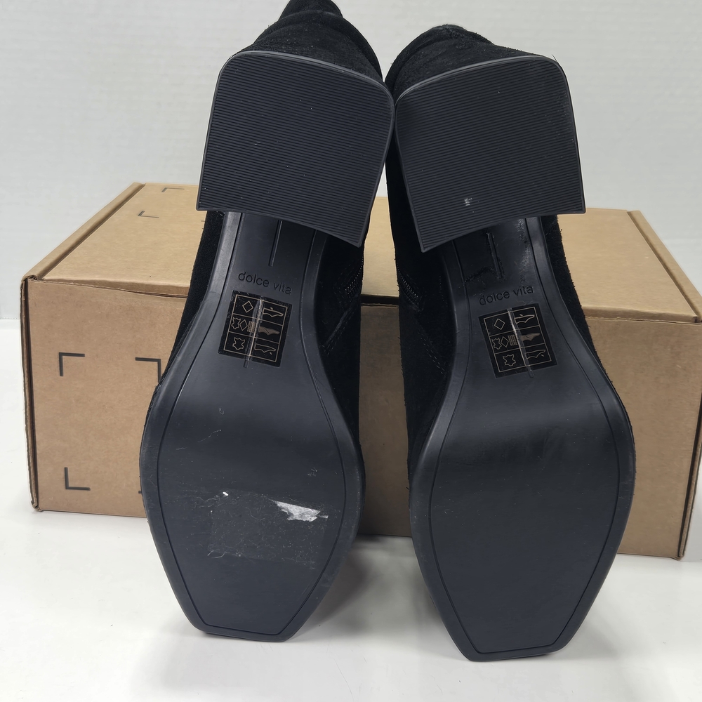 Dolce Vita Gracey Black Suede Leather Platform Block Heeled Boots Size 7.5 7 1/2 - Picture 5 of 16
